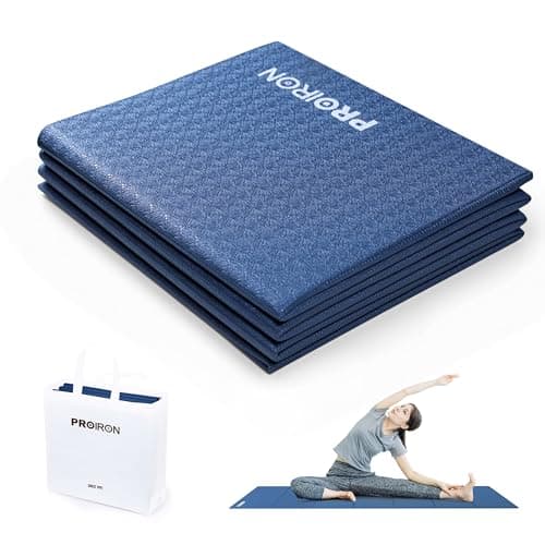 PROIRON Foldable Yoga Mat 4mm, Portable Folding Exercise Mat for Travel, Non Slip Yoga Matt for Women, Excercise Mat for Gym Home, Pilates, Workout, Fitness, Stretching, Lightweight & Small