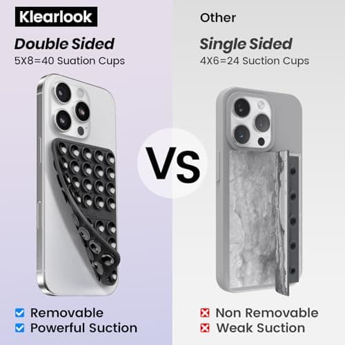 Klearlook 4Pack Silicone Suction Cup Phone Case Mount Double Sided, Sticky Phone Grip for Cell Phone, Hands-Free Phone Accessories for Selfies and Videos, Clear & Light Pink & Light Blue & Black — view 2
