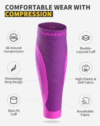 CAMBIVO Calf Compression Sleeves for Men & Women, 2 Pairs — view 3