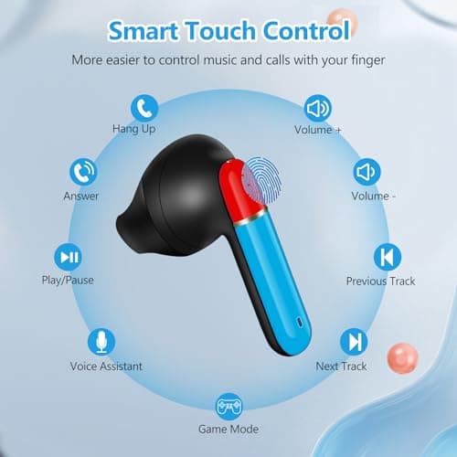 Kevanry Kids Adults Wireless Earbuds, Bluetooth 5.3 Touch Control Wireless Earbuds for Kids Adults with Charging Case,Ear Buds for Gifts — view 2