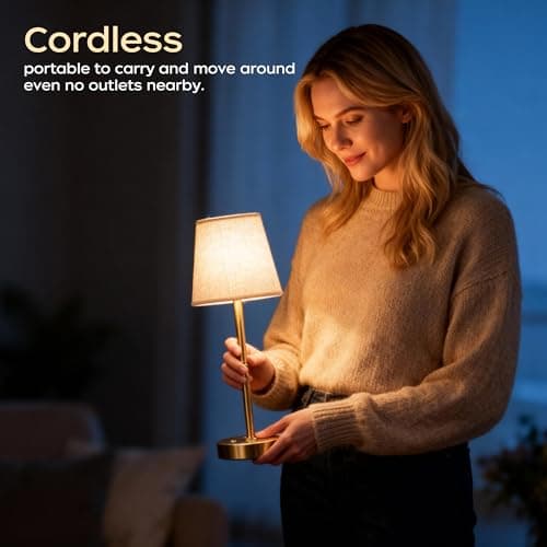 fuaoddda Cordless Rechargeable Table Lamp, 3000K USB Bedside Lamp Gold — view 4