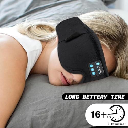 Joythink Sleep Headphones Sleep Mask Eye Mask 3D Deep Bluetooth for Sleeping Blackout Washable Music Eye Cover with Speaker Microphones Black — view 6