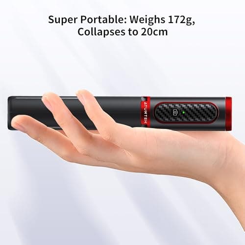 ATUMTEK Selfie Stick Tripod, Extendable 3 in 1 Aluminum Bluetooth Selfie Stick with Wireless Remote 360° Rotation for iPhone 12/11/11 Pro/XS Max/XS/XR/X/8/7, Samsung, Google, LG Smartphone, Red-Black — view 4