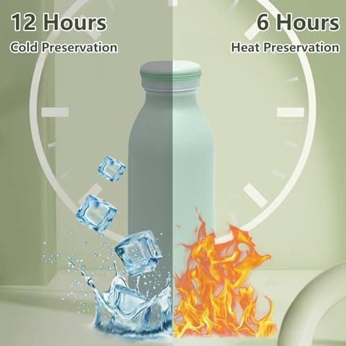 AMFUN Water Bottle Vacuum Insulated Bottle,350mlStainless Steel Sports Water Bottle,BPA Free, Leak Proof for 12hrs Hot & Cold Drinks Water Coffee Milk,Home, Work, Gym & Travel (Mint Green) — view 2