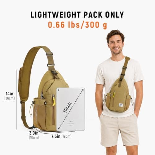 SKYSPER Sling Bag Anti-Theft Crossbody Bag RFID Travel Cross Body Shoulder Sling Backpack(Khaki) — view 6
