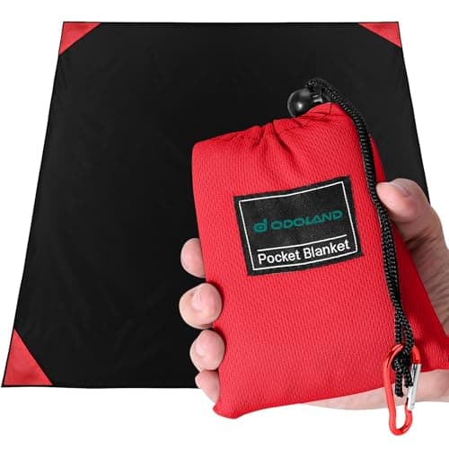 Odoland Hiking Blanket 180 x 160 cm Pocket Blanket Waterproof Heatproof Sandproof Thin Ground Sheet - Lightweight Foldable Beach Mat for Outdoor Camping, Travel, Hiking, Picnic for 2-4 People