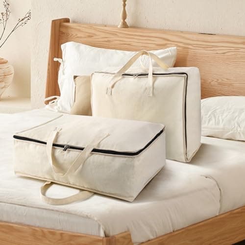 Belinlen 2 Pack Canvas Storage Bags Cotton Natural Closet Soft Storage Bags — view 5