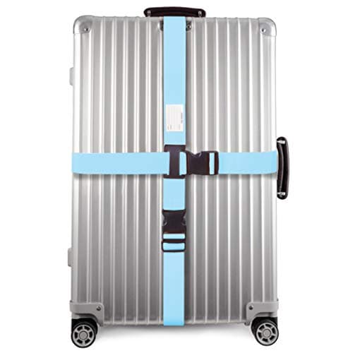 OW-Travel Personalised Cross Luggage Straps for Suitcases, Blue, 1 Pack