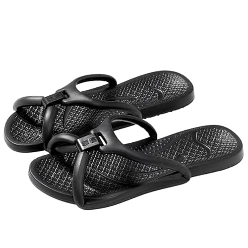 WZNKXFC Travel Slippers Shower Foldable Shoes Quick Drying Non Slip for Women Lightweight Shoes Men Beach Spa Portable Hotel EU Size 43-44 Black