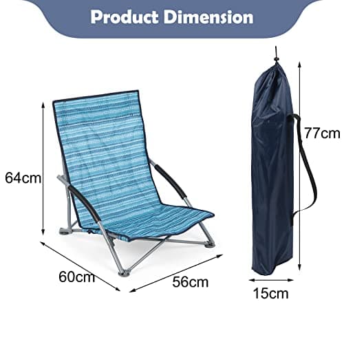 Unibos Set of 2 Folding Low Camping Chair, Lightweight,Foldable,Portable Garden Beach Chair Perfect for Camping,Garden,Festivals,Fishing,Caravan Trips and BBQs (Blue Multi) — view 2