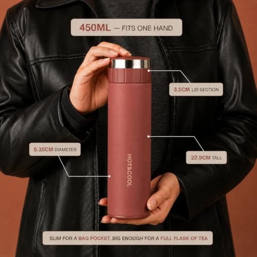 VAELORA Insulated Water Bottle, Leakproof Stainless Steel Flask 450ml — view 3