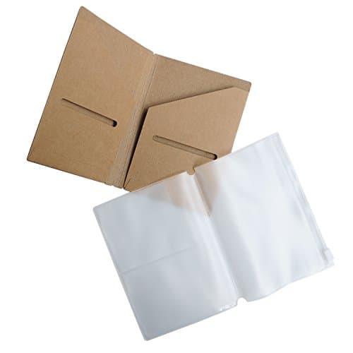 WANDERINGS Clear Zipper Case and Kraft Card Holder for Refillable Travel Journals - 9 x 12.5cm (3.5" x 5") - Pocket / Passport Size