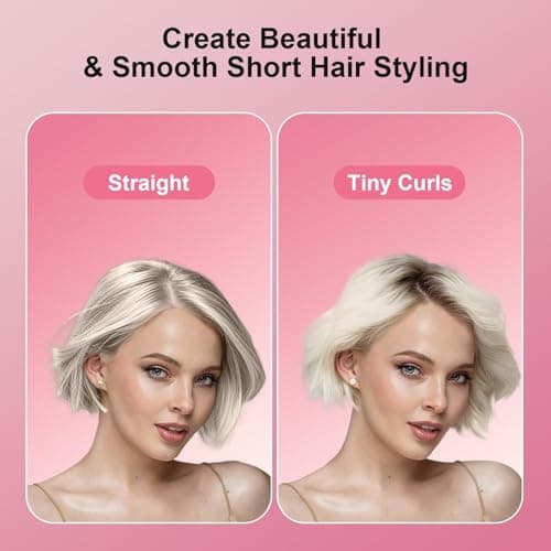 MELYDO Mini Hair Straightener for Short Hair, Small Travel Size Ceramic Straighteners, Quick and Easy Hair Styling, Dual Voltage and UK Plug, 1.8m/6ft Wire, Pink — view 4