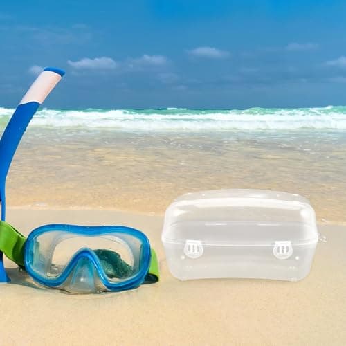 SOPOTUTU Dive Mask Case for Scuba Diving and Snorkeling, White Compact Travel Goggle Storage Box, Smash-proof Protective Container for Adult Masks and Pool Accessories — view 6
