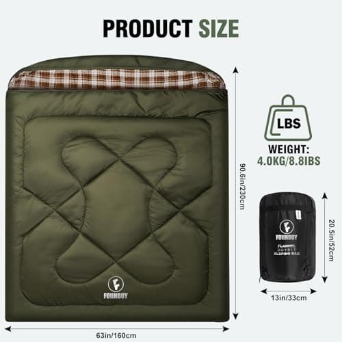 FORINBUY Double Sleeping Bag Queen Size XL Flannel 4 Season — view 3