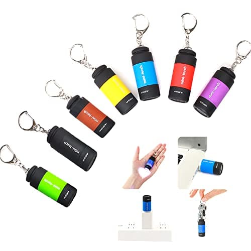 Cussity Small Torch, 7 Packs USB Mini Keyring LED Torch Rechargeable
