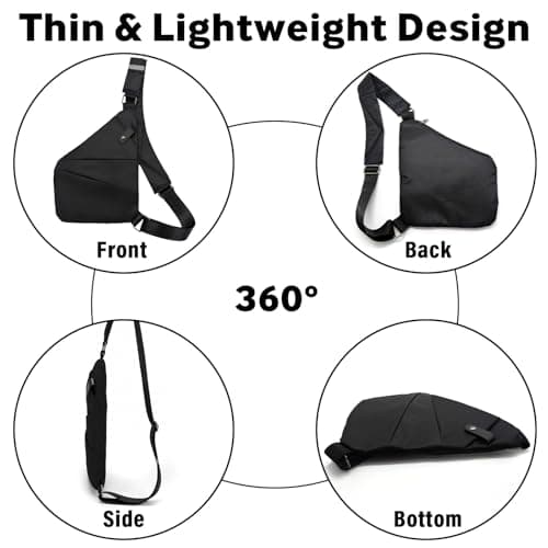 ZHAOCAI Anti Theft Bag Unisex Anti Theft Crossbody Bag Women Oxford Cloth Cross Body Bag Convenient Multi-Pocket Sling Bag Suitable For Travel And Everyday Use (Black) — view 5