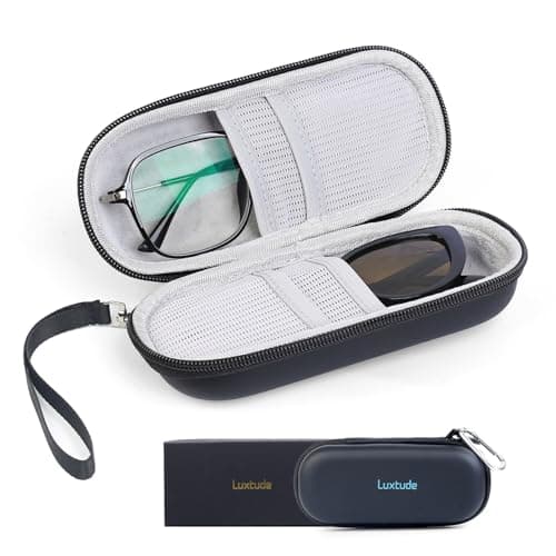 Luxtude Double Glasses Case Hard Shell, Double Eyeglass Case Dual Sunglasses Cases, Travel Sunglasses Organizer for Women Men (Black, S)