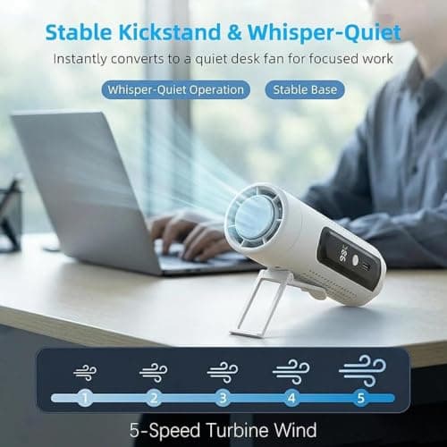 MUXZSIZ Handheld Cooling Fan 3000mAh Portable Rechargeable,white — view 5