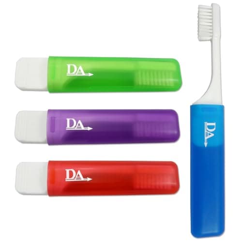 4 x Smokers Travel Toothbrush ~ Extra Firm Stain Removal, Folding Away Case