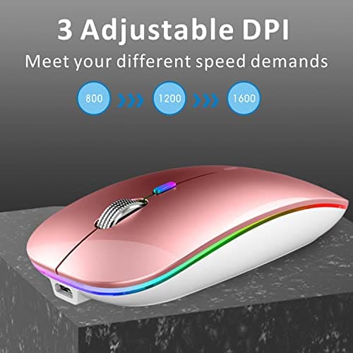 Uiosmuph G12 Wireless Mouse for Laptop, Rechargeable Mice, Silent-Rose Gold — view 6