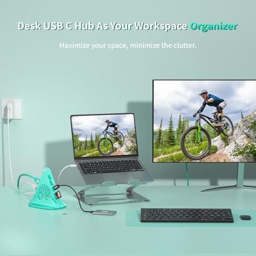 JoyReken USB C Hub, 8-IN-1 USB C Multiport Adapter with 4K@30Hz HDMI, 100W Power Charging, 5Gbps Type C, 3 USB-A 3.0, SD/TF Slots& RGB Lighting, Green Type C Hub for Macbook, iPhone17, iPad, XPS(Tree) — view 3