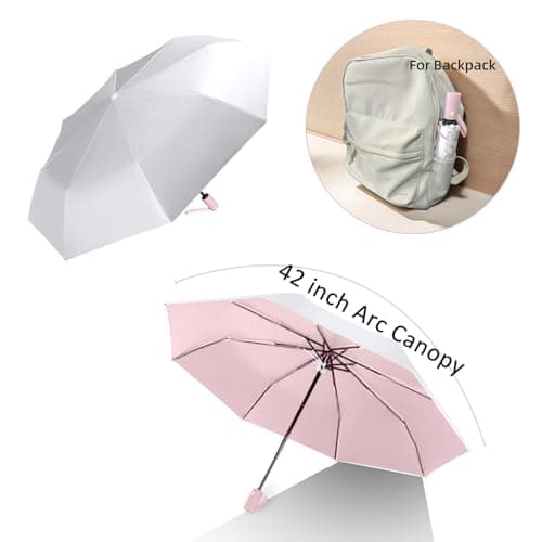 BAODINI Small UV Protection Travel Umbrella Compact for Rain and Sun UPF 50+ Windproof Portable 42 inch Umbrella for Women and Men — view 3