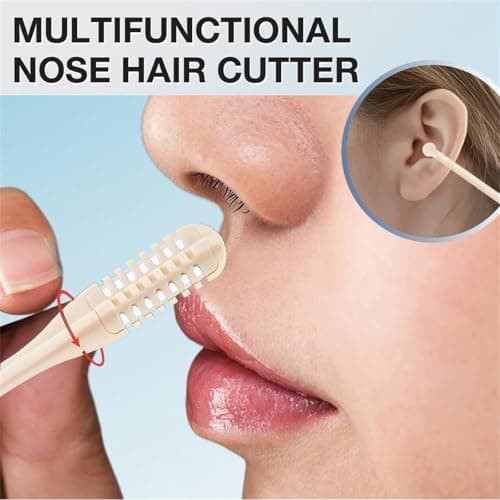 Beauty Tools 2 Upgraded 2 In 1 Nasal Hair 360° Rotating Nose Hair Trimmer With Ear Double Nose Hair Portable Nostril Hair Remover Tool For Men Women (2pcs) (Beige, 10cm) — view 3