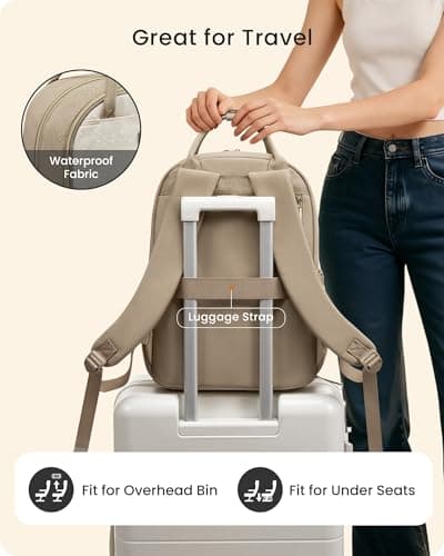LOVEVOOK Laptop Backpack for Women with Secure Side Tumbler Holders, 15.6 inch Travel Work Rucksack for Ladies, Waterproof Large School Bag with Sturdy Handle, Chic Casual Daypack for College Teacher — view 5