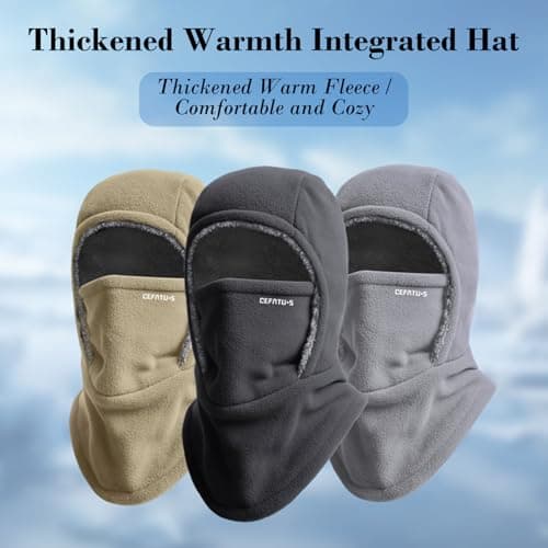 TASBER Unisex Winter Balaclava, Windproof Ski Mask, Warm Face Cover Mask, Cold Weather Windproof Thermal Warmer, Thermal Fleece Full Face Mask for Outdoor Sports (Brown) — view 2