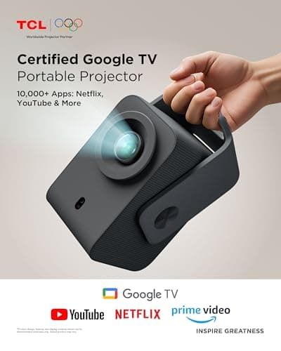 TCL C1 Portable Projector for Home Cinema & Bedroom, Native 1080P 4K Supported Mini Projector, Licensed Google TV & Netflix, WiFi, Bluetooth, Auto Focus Smart Projector — view 2