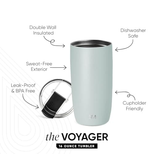Simple Modern Travel Coffee Mug Tumbler with Flip Lid | Insulated Stainless Steel Iced Coffee Cup | Gifts for Women & Men | Voyager Collection | 470ml | Sea Glass Sage — view 2