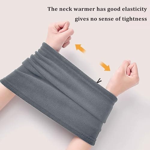 LWAQWHU Winter Neck Warmer Fleece Windproof Bandana Neck Gaiter Adjustable Drawstring Face Scarf for Men Women Unisex Outdoor Sports Skiing Fishing Motorcycle Running Cycling (Grey) — view 4