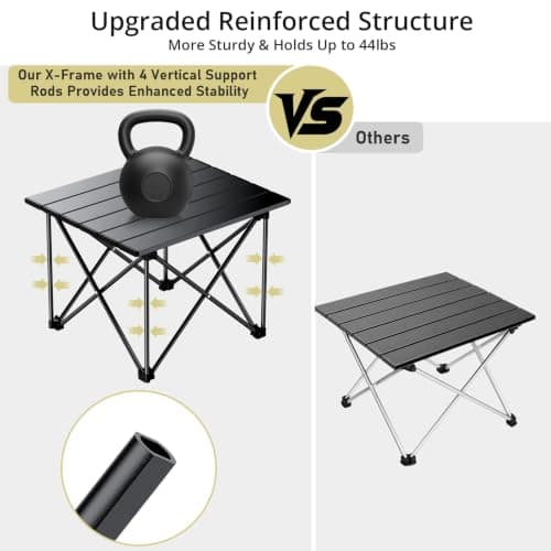 Anbte Ultra-Light Small Camping Table, X-Frame & 4 Vertical Rods, Black — view 4