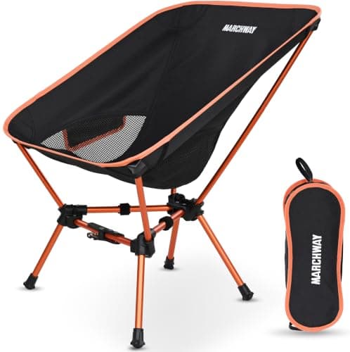 MARCHWAY Lightweight Folding Camping Chair with Spring Lock, Stable Compact Portable for Outdoor Camp, Travel, Beach, Picnic, Festival, Hiking, Backpacking (Orange)
