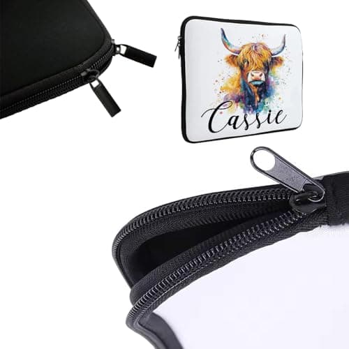 Personalised Colorful Highland Cow custom name gift for kids,Laptop Sleeve, Organiser, Laptop Case Office use. (14") — view 5