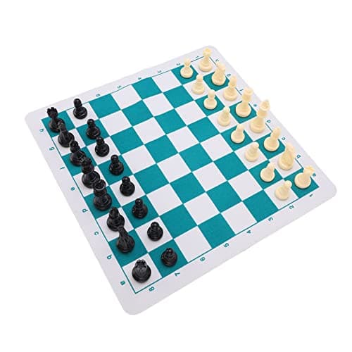Matybobe Chess Set Plastic Pieces Travel Gathering for Kids and Family Entertainment 35 X 35cm PU Leather Waterproof