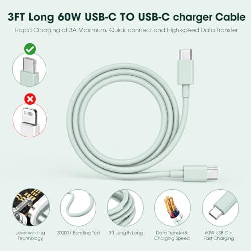 For iPhone 17 16 15 Pro Max 60W USB-C to C Charger Plug and Cable AVS DVS — view 5