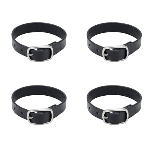 Voyoo 4Pcs Black Kilt Extender Buckle Straps, 19x1.2cm PU Faux Leather Luggage Straps for Tight Fitting Kilts Men's Kilt