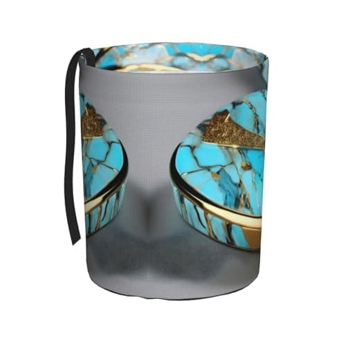 Turquoise Marble Car Trash Can Leak-Proof Organizer For Long Road Trips And Family Vacations