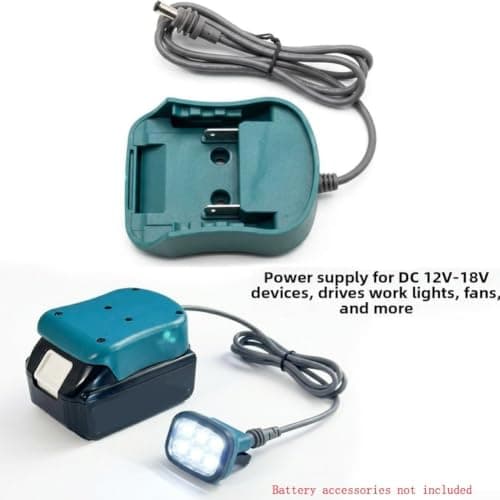18W DC Power Adapter with 96cm Cables for 18V 20V MAX for lxt for battery, Compatible with BL1830 BL1840, Teal ABS Converter for Work Light Fan Tools(without USB blue) — view 6