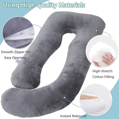 AS AWESLING Pregnancy Pillow, Nursing, Support and U Shaped Full Body Pillow for Pregnant Women with Removable Cover (GREEN) — view 4
