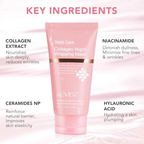 Collagen Night Wrapping Mask, Peel Off Face Mask with Jelly Brush, Jelly Masks for Facials Professional Korean Skin Care, Elasticity & Hydration Care Overnight Collagen Mask for Women — view 5