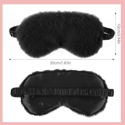 2 Pieces Plush Fluffy Eye Mask Comfortable Blindfold Eye Cover Soft Night Eyeshade Cover Cute Sleep Masks Adjustable Faux Fur Sleeping Mask for Women Men Travel Nap Gift — view 2