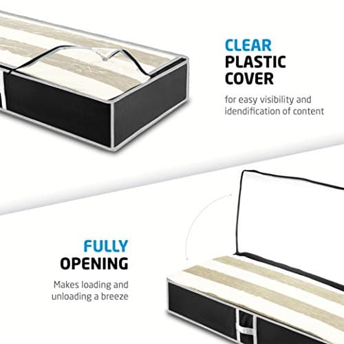 Premium Underbed Storage Bag (2-Pack) Clothes Storage Boxes with Zips, Storage Bags for bedding, King Size Duvet, Linen, Pillow, Shoe - Non-Woven Under Bed Storage Box Organiser for Clothes — view 5