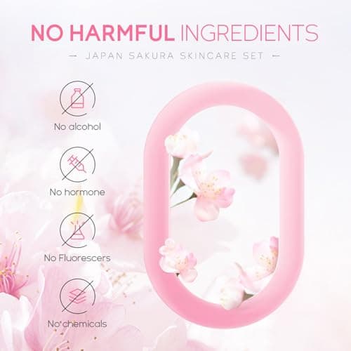 Sakura Skin Care Set, Mothers Day Gift Set, Skin Care Sets & Kits, Skincare Set Products with Face Serum,Cleanser,Eye Cream,Face Cream,Toner,Travel Skin Care Moisturizing Essentials Set - 5PCS — view 2