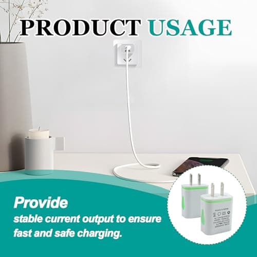 UK to USA Plug Adapter with USB 2 Pack, USA Travel Adapter with Dual USB Ports, Compact UK to US plug adaptor for Canada, Mexico, Charger Plug Fast Charging for iPhone, Samsung, Shaver & More — view 5