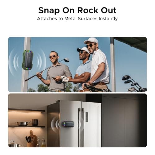 DOOGEEEco MagGrip Magnetic Portable Bluetooth Speaker, IP67 Waterproof Wireless Portable Speakers Bluetooth with RGB Light, 10W Loud Stereo TWS Pairing Bluetooth Speakers for Outdoor Kitchen - Green — view 3