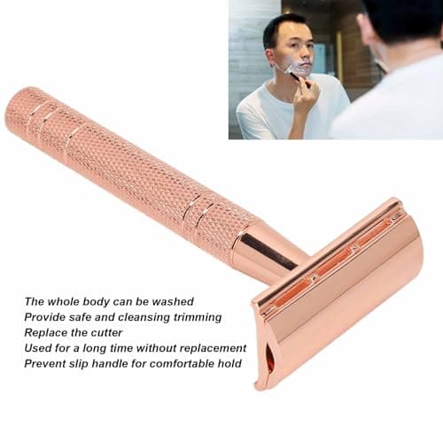 ZJchao Double Safety Manual Clipper, Alloy Handle Heavy Duty Skin Fitted Trimming with Washable for Men Women Wet Shaving (Rose Gold) — view 5