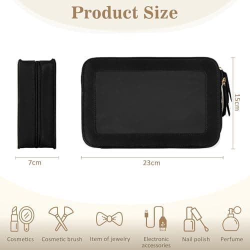DAMILY Clear Makeup Bags Travel Toiletry Bag Cosmetic Pouch for Women Black — view 3